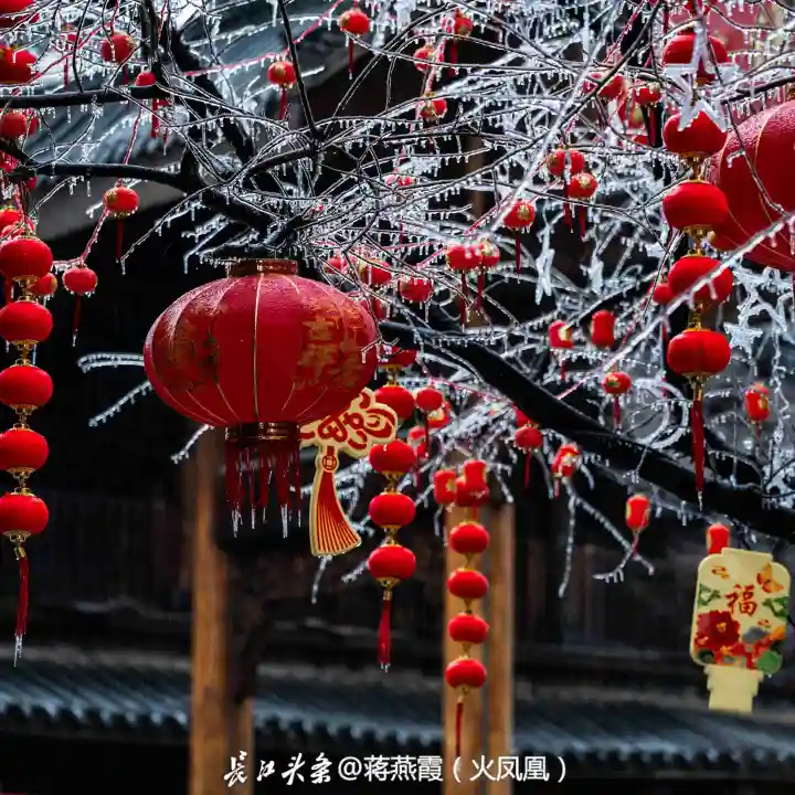 瑞雪迎春 大红灯笼冰枝挂 瑞雪古镇喜迎春-长江网